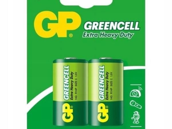 GP Batteries Greencell C, Engångsbatteri, C, Zinkklorid, 1,5 V, 2 st, grönt