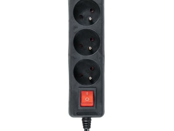Libox LB0081B-5, 5 m, sisätiloissa, kulmikas, musta, 3 pistorasiaa, 230V