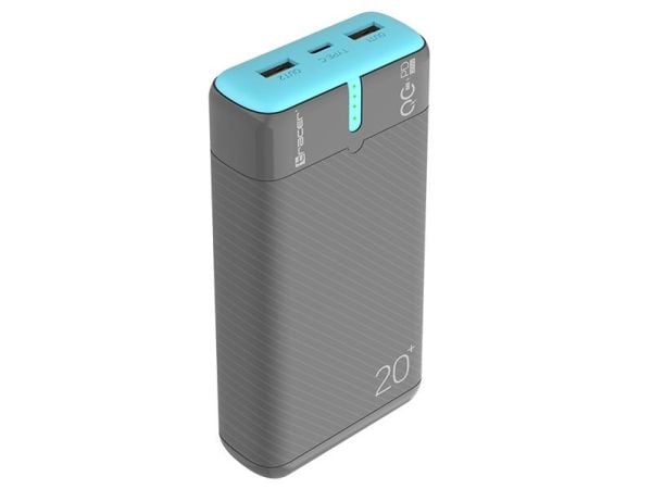 Tracer EnerGen - Strømbank - 20000 mAh - 37 Wh - 22.5 watt - 3 A - PD, QC 3.0 - 3 utgangskontakter (2 x USB, USB-C)