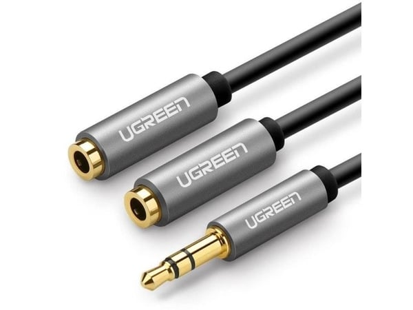 Ugreen Jack 3,5 mm - Jack 3,5 mm x2 0,2 m sølv (10532B)