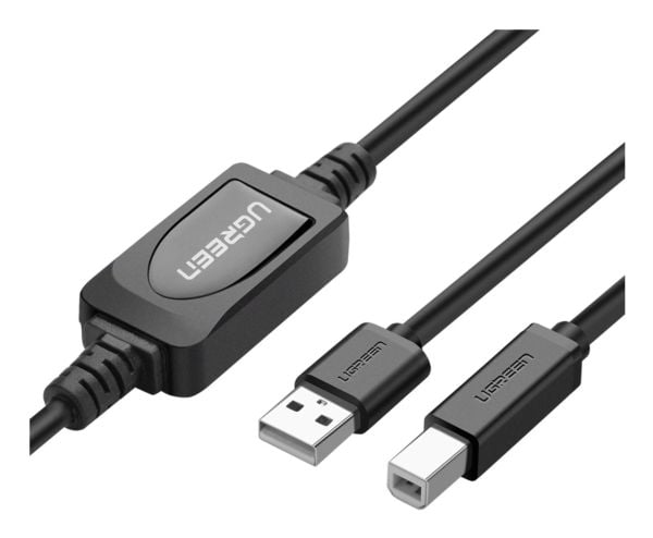 Kaapeli USB A-pistoke - B-pistoke tulostimelle 10m vahvistimella US122 UGREENI