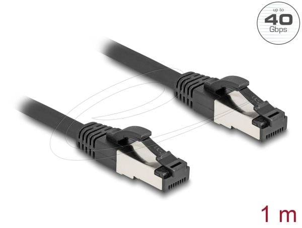 Delock - Koblingskabel - RJ-45 (hann) til RJ-45 (hann) - 1 m - 6 mm - S/FTP, PiMF - CAT 8.1 - halogenfri, uten hindringer, up to 40 Gbps data trans...