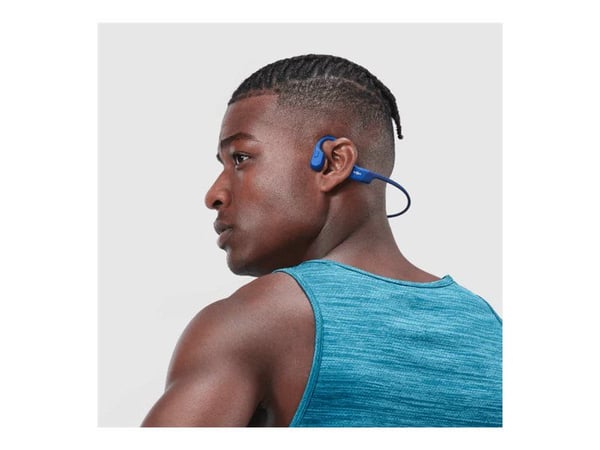 SHOKZ OpenRun - Hörlurar med mikrofon - öppet öra - montering bakom nacken - Bluetooth - trådlös - blå