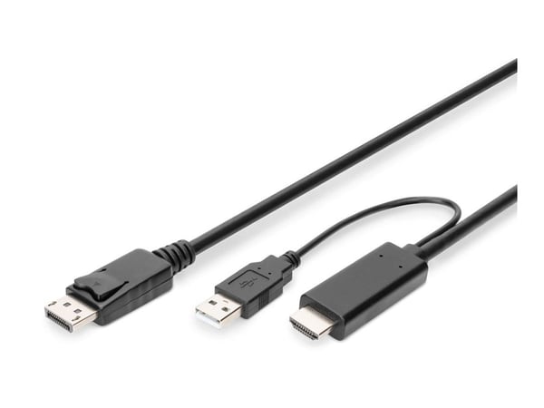 DIGITUS - Adapterkabel - DisplayPort hann til HDMI, USB (kun strøm) hann - 2 m - 4K 30Hz støtte