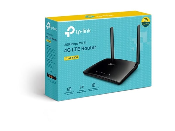 TP-Link TL-MR6400, Wi-Fi 4 (802.11n), Yksi kaista (2,4 GHz), Ethernet LAN, 3G, Musta, Pöytäreititin