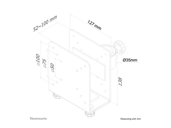 Neomounts THINCLIENT-10, 10 kg, 100 x 100,50 x 50,75 x 75, Hopea, Terästä, Taiwan, 100 mm