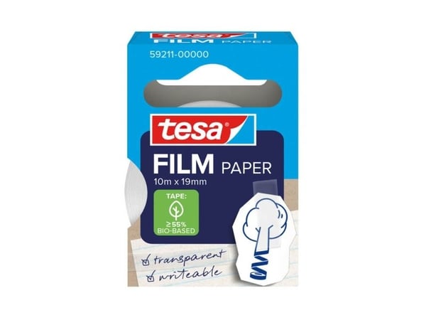 Tesa film- og papirtape 10m 19mm 1 rull sammenleggbar eske (59211-00000-00)