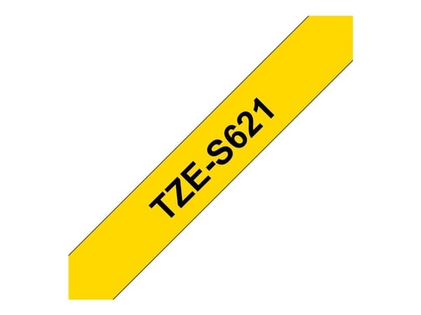 Brother TZS621 - Svart på gult - Rull (0,9 cm x 8 m) laminert teip - for P-Touch PT-1010, 1080, 1090, 1230, 1290, 18, 2100, 2110, 2430, 3600, 7100,...