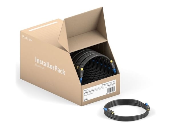 PureLink FlexInstall Series Premium - USB-kabel - USB-C (hann) til USB-C (hann) - USB4 Gen2x2 - 50 cm - USB Power Delivery 3.0 (100W) - svart - Ins...