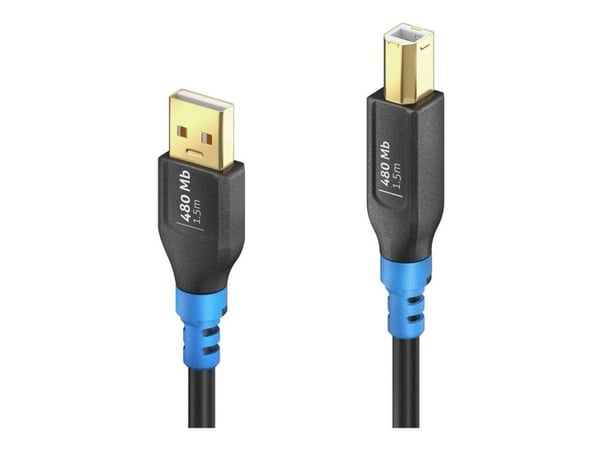 PureLink FlexInstall Series Premium - USB-kabel - USB (hann) til USB-type B (hann) - USB 2.0 - 5 V - 2 A - 1.5 m - svart