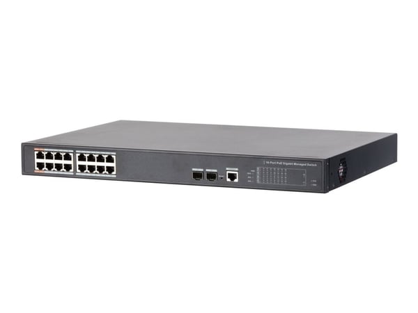 Dahua DH-PFS4218-16GT-240 - Switch - Administrerad - 2 x SFP + 2 x 10/100/1000 (PoE) + 14 x 10/100/1000 (PoE+) - skrivbordsmodell - PoE+ (240 W)