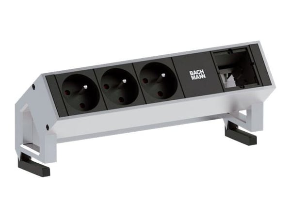 Bachmann DESK 2, 0,2 m, Alumiini, Musta, Ruostumaton teräs, 3 AC-pistorasia(a), 239 mm