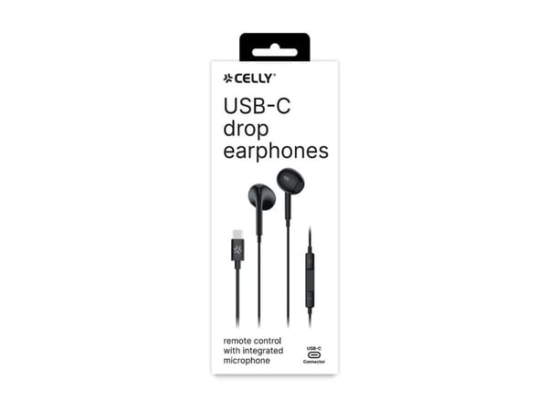 Celly UP1300 - Ørepropper med mikrofon - i øret - kablet - USB-C - svart