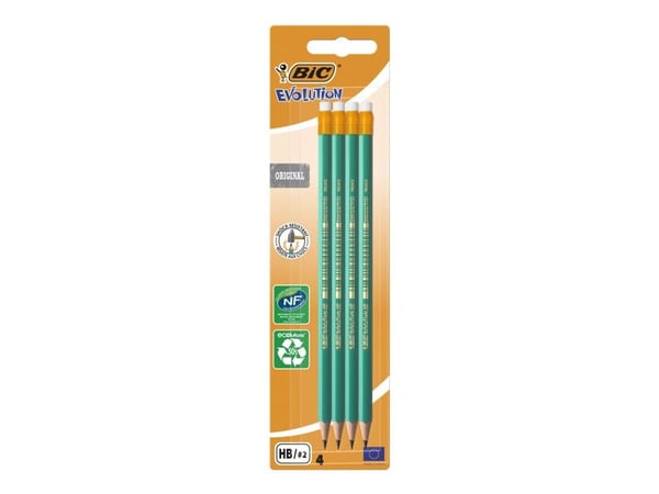 BIC EVOLUTION - Blyant - grafitt - ikke-permanent - HB - med viskelær (en pakke 4)