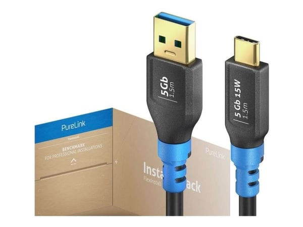 PureLink FI-U320-015-PCK, 1,5 m, USB A, USB C, USB 3.2 Gen 1 (3.1 Gen 1), 5 Gbit/sek, musta, sininen