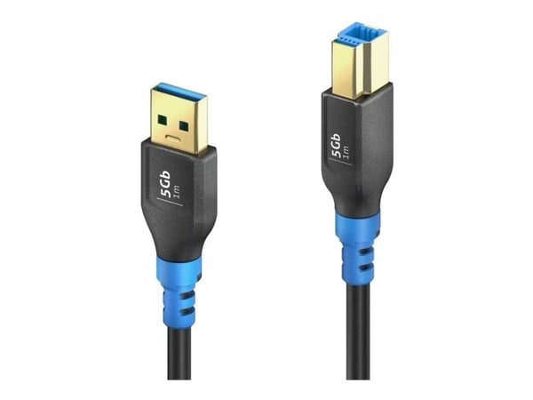 PureLink FlexInstall Series Premium - USB-kabel - USB-type A (hann) til USB Type B (hann) - USB 3.2 Gen 1x1 - 5 V - 2 A - 1 m - svart