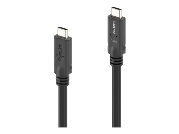 PureLink USB-C - USB-C kaapeli - USB4 Gen 2x2, 5A, SPR 100W, 20G, DP Alt-Mode - PureInstall MicroX4 - musta - 3.00m