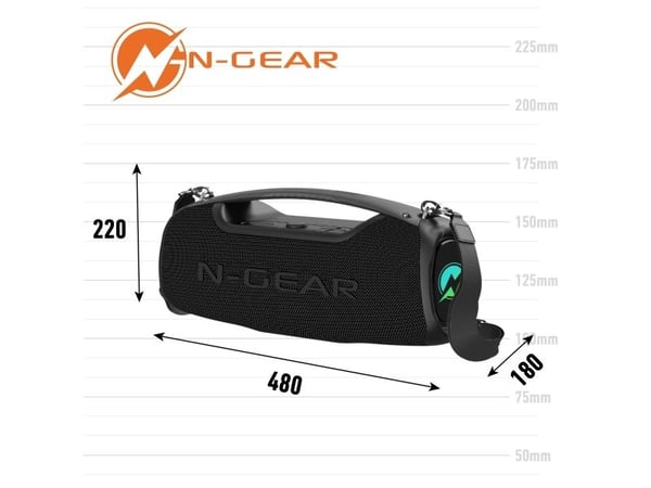 N-GEAR NRG500 bærbar høyttaler, svart, Bluetooth 8720589823822