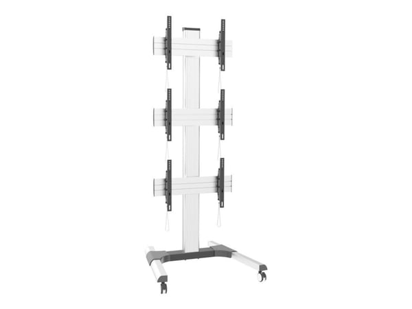 TECHly - Vagn - för 3 LCD-skärmar / videovägg - golvstativ - aluminium - silver - skärmstorlek: 32"-55"