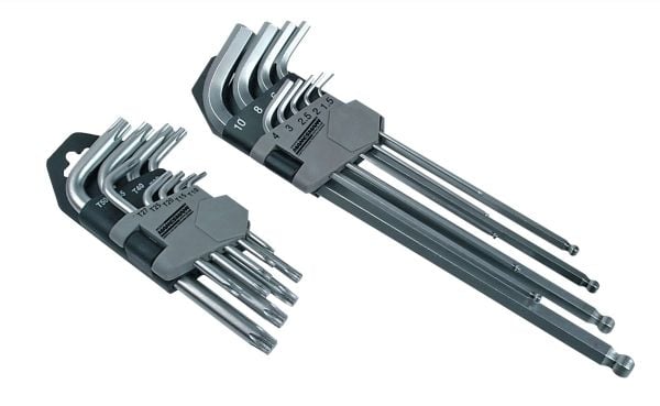 BRÜDER MANNESMANN T-profils- & sekstannede vinkelnøkkelsett aus Chrom-Vanadium-Stahl, matt verchromt – T-profilsatz