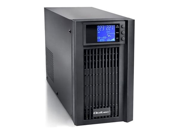 Qoltec Pure Sine Wave - UPS - AC 230 V - 2400 watt - 3000 VA - 7 Ah - RS-232 - utgangskontakter: 2 - svart Qoltec Pure Sine Wave - UPS - AC 230 V - 2400 watt - 3000 VA - 7 Ah - RS-232 - utgangskontakter: 2 - svart
