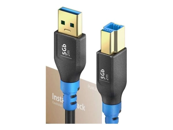 PureLink FlexInstall Series Premium - USB-kabel - USB-type A (hann) til USB Type B (hann) - USB 3.2 Gen 1x1 - 5 V - 2 A - 2 m - svart - InstallerPa...