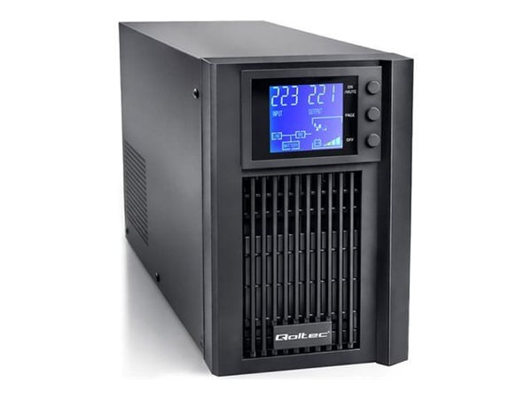 Qoltec Pure Sine Wave - UPS - AVR, LCD - AC 230 V - 800 watt - 1000 VA - RS-232 - utgangskontakter: 2 - svart