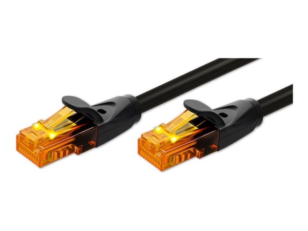 Qoltec patchkabel UTP CAT6, 2 x RJ-45, high speed 1Gb/s, zlocone kontakter, 20 m, svart