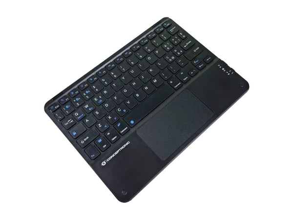 Conceptronic TOBIN01BIT - Tastatur - 10" - med styreplate, LED-indikator - trådløs - Bluetooth 5.4 - QWERTY - Italiensk - svart - hengeboks