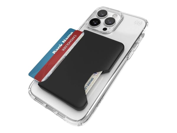Speck - Visittkortboks for 3 kredittkort - med klikklås - MagSafe-samsvar - svart - for Apple iPhone 14, 14 Pro, 14 Pro Max, 15, 15 Pro, 15 Pro Max
