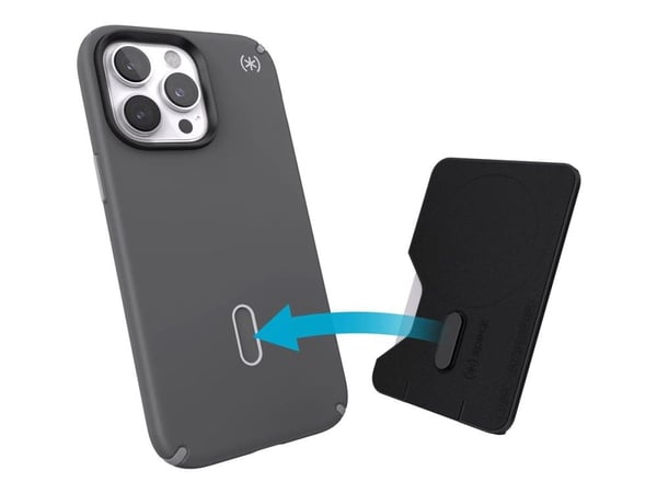 Speck - Visittkortboks for 3 kredittkort - med klikklås - MagSafe-samsvar - svart - for Apple iPhone 14, 14 Pro, 14 Pro Max, 15, 15 Pro, 15 Pro Max