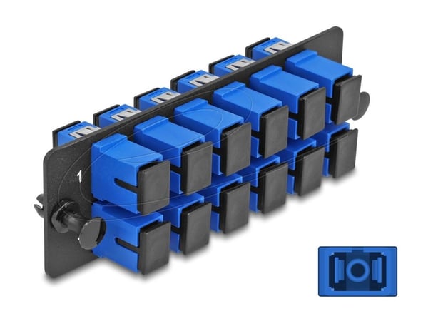 Delock - Fiberoptisk adapterplatta - SC/UPC SM X 12 - blå, svart