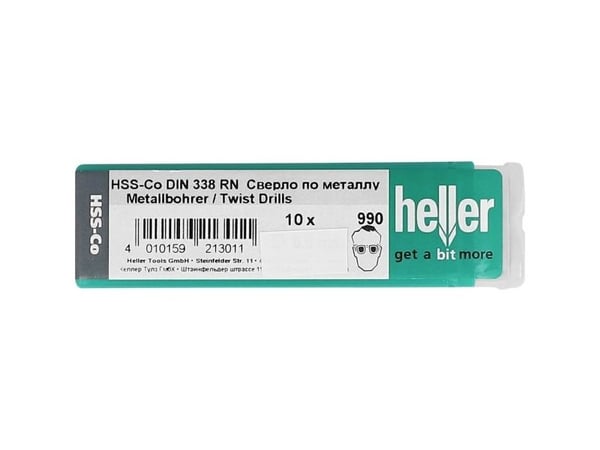 Heller 21336 HSS metall spiralbor 9,5 mm samlet lengde 125 mm kobolt DIN 338 sylinderskaft 10 stk