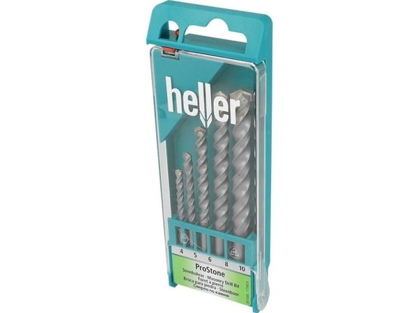Heller 17745 0 stenspiralborrsats, 5 delar 4/5/6/8/10 mm, cylindrisk skaft, 1 set