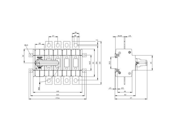 4-polig 160 A 4 x brytare 690 V/AC Siemens 3KD34420NE100