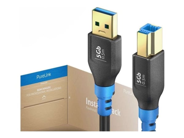 PureLink FI-U200-030-PCK, 3 m, USB A, USB B, USB 2.0, 480 Gbit/sek, musta, sininen