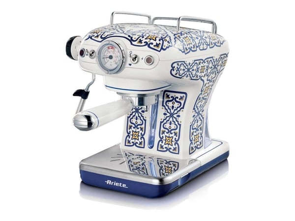 Ariete 1389/1C, Espressokone, 0,9 L, Jauhettu kahvi, Kahvinappi, 850 W, Valkoinen, Vaaleansininen
