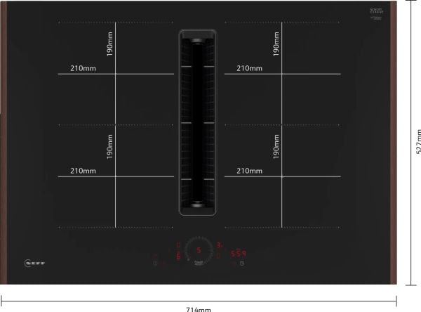 Neff V57YHQ4C0 innebygd induksjonstopp med integrert avtrekk (uten ramme)