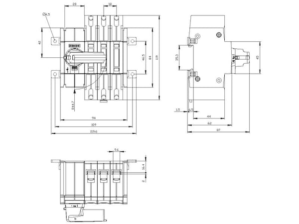 Siemens 3KD3032-2ME10-0, 3P, IP20, 119 mm, 139 mm, 102 mm, 85 mm