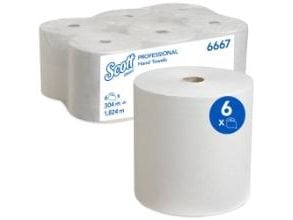 Handduksrulle Scott Airflex vit 1 lager 304m (kartong med 6 rullar)
