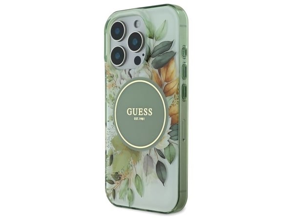 Guess IML Flower & Tonal Circle MagSafe-deksel til iPhone 16 Pro - grønn