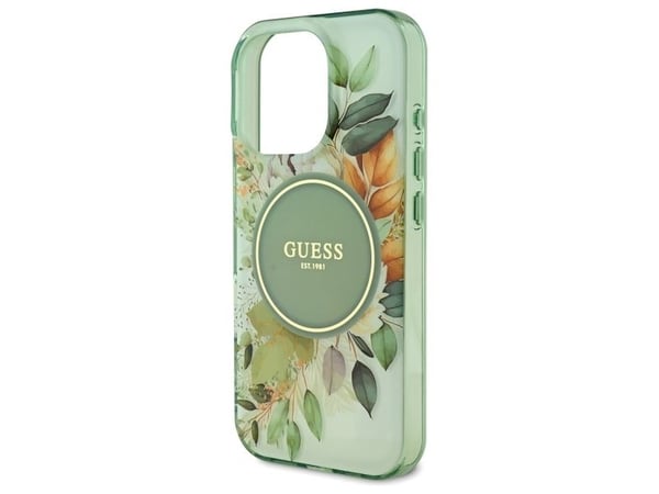 Guess IML Flower & Tonal Circle MagSafe-deksel til iPhone 16 Pro - grønn