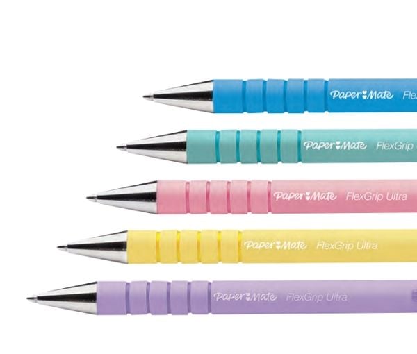 Papermate FlexGrip Ultra Pastel, Klämma, Kulspetspenna, pinnformad, Svart, 5 styck, Medium