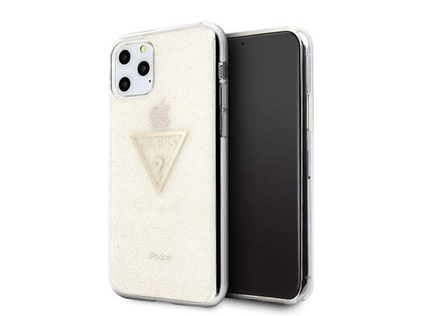 Guess GUHCN58SGTLGO iPhone 11 Pro Gold/Gold kova kotelo Glitter Triangle