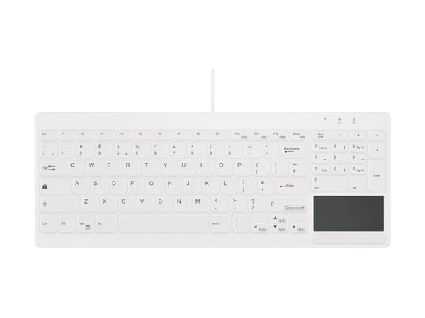 Contour Active Key MedicalKey AK-C7412 - Tangentbord - hygieniskt tangentbord som kan desinficeras - med pekplatta - USB - QWERTY - brittisk - vit