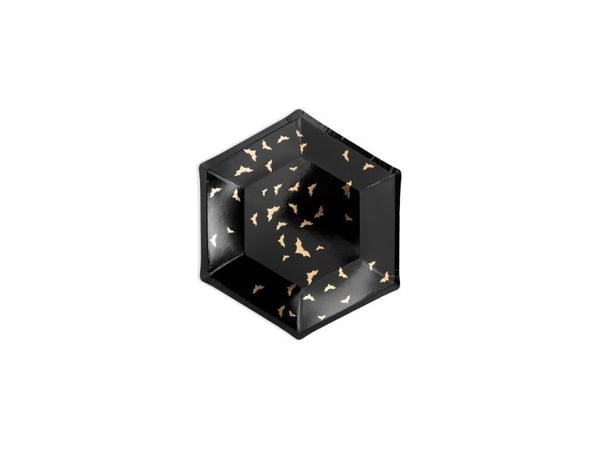 PartyDeco Teller Trick or Treat, Serveringsfat, Andra, papper, Svart, Guld, 20 cm, 6 styck