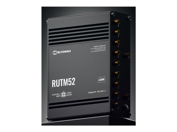 Teltonika RUTM52, Wi-Fi 5 (802.11ac), Dual-band (2,4 GHz / 5 GHz), Ethernet LAN, 5G, Sort, Industriel router