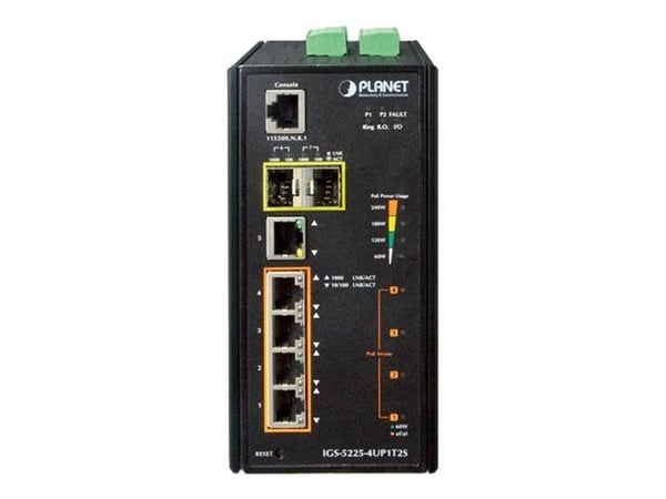PLANET IGS-5225-4UP1T2S - Switch - L2+ - Administrerad - 1 x 10/100/1000 + 4 x 10/100/1000 (UPOE) + 2 x SFP - DIN-skenmonterbar, väggmonterbar - UP...