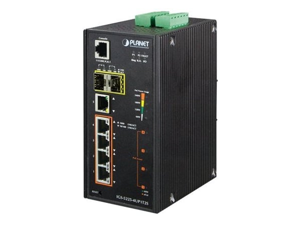 PLANET IGS-5225-4UP1T2S - Switch - L2+ - Administrerad - 1 x 10/100/1000 + 4 x 10/100/1000 (UPOE) + 2 x SFP - DIN-skenmonterbar, väggmonterbar - UP... PLANET IGS-5225-4UP1T2S - Switch - L2+ - Administrerad - 1 x 10/100/1000 + 4 x 10/100/1000 (UPOE) + 2 x SFP - DIN-skenmonterbar, väggmonterbar - UP...