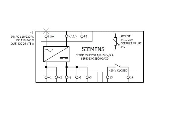 Siemens 6EP3333-7SB00-0AX0 strömkontakt/strömförsörjning 24 V 5 A 120 W 1 utgång